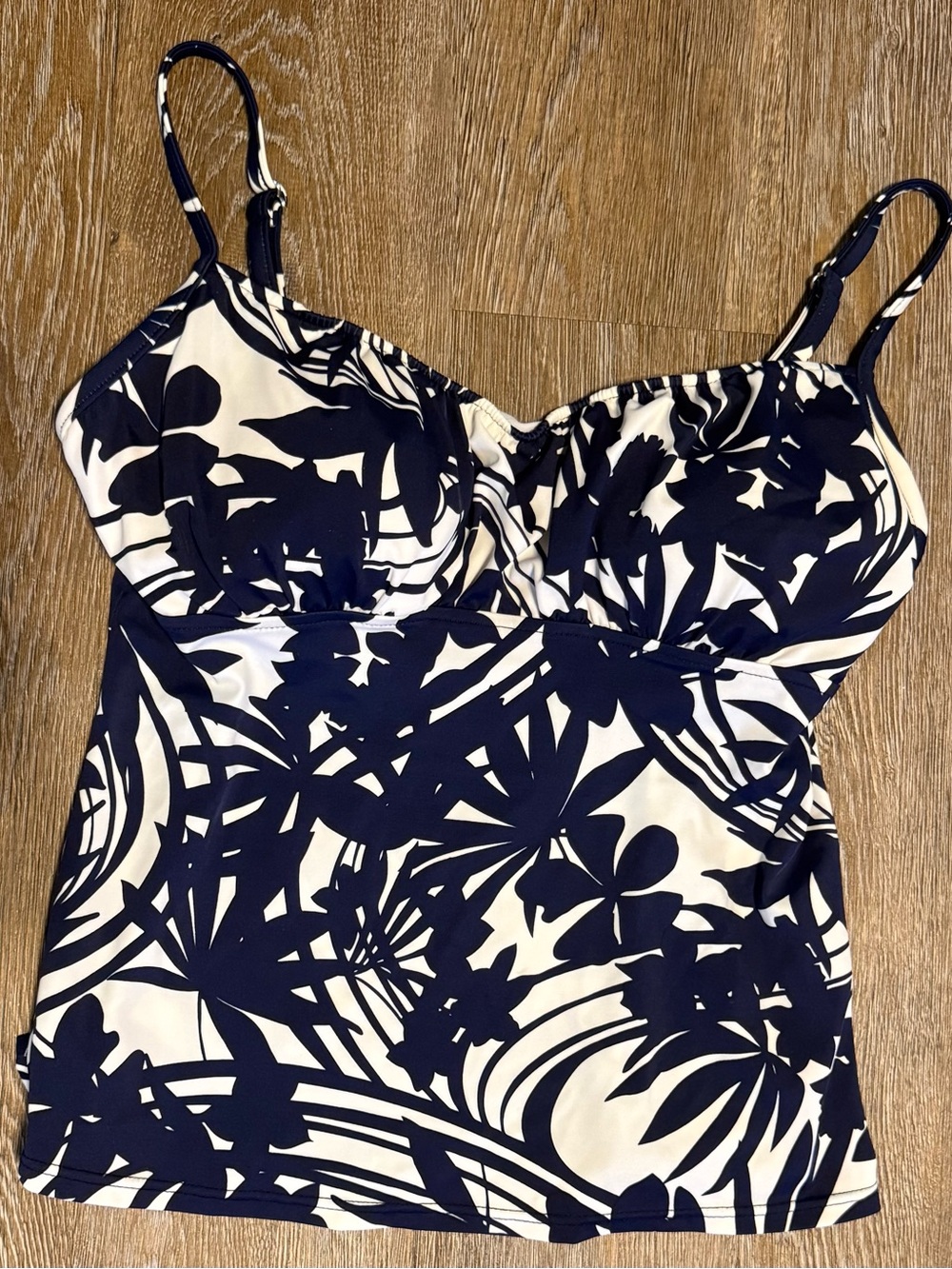 Caribbean Joe Navy & White Tropical Print Camisole Top